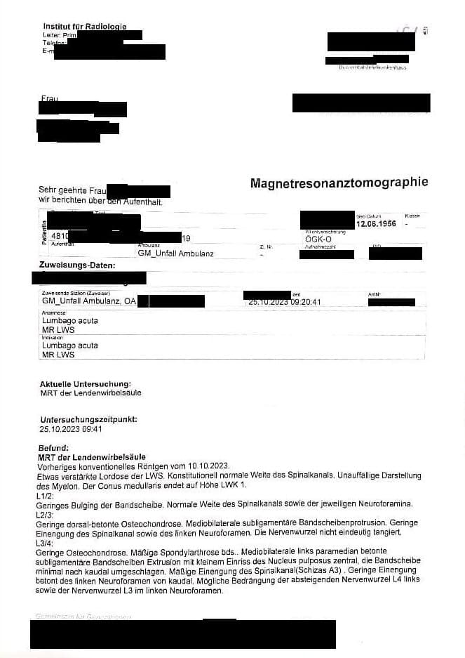 MRT Lendenwirbelsäule